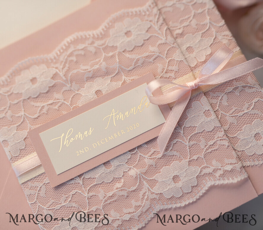 WEDDING INVITATIONS gold / rose gold / silver / glitter Luxury Golden Shine Wedding Invites, Elegant Lace Wedding Invitations, Romantic Blush Pink Wedding Cards, Glamour Gold Foil Wedding Stationery