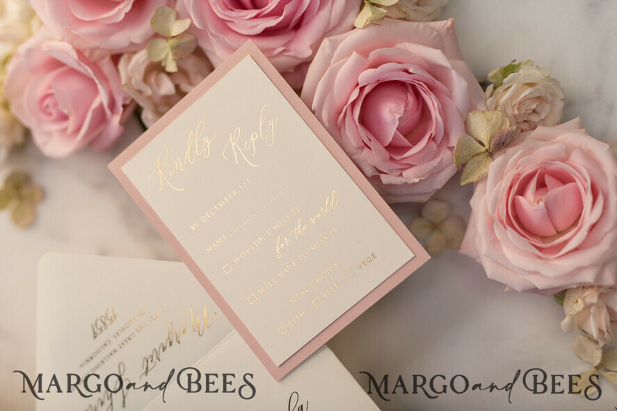 WEDDING INVITATIONS gold / rose gold / silver / glitter Luxury Golden Shine Wedding Invites, Elegant Lace Wedding Invitations, Romantic Blush Pink Wedding Cards, Glamour Gold Foil Wedding Stationery