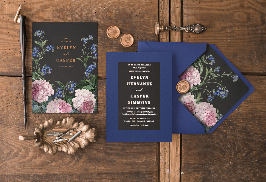 WEDDING INVITATIONS gold / rose gold / silver / glitter Luxury Indian Wedding Invitations, Glamour Gold Foil Wedding Invites, Bespoke Black Wedding Cards, Elegant Royal Navy Wedding Invitation Suite
