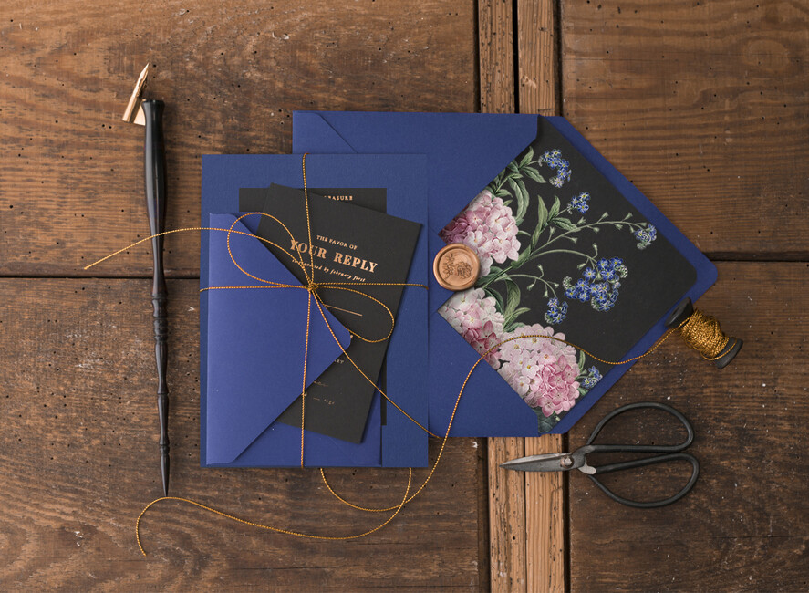 WEDDING INVITATIONS gold / rose gold / silver / glitter Luxury Indian Wedding Invitations, Glamour Gold Foil Wedding Invites, Bespoke Black Wedding Cards, Elegant Royal Navy Wedding Invitation Suite
