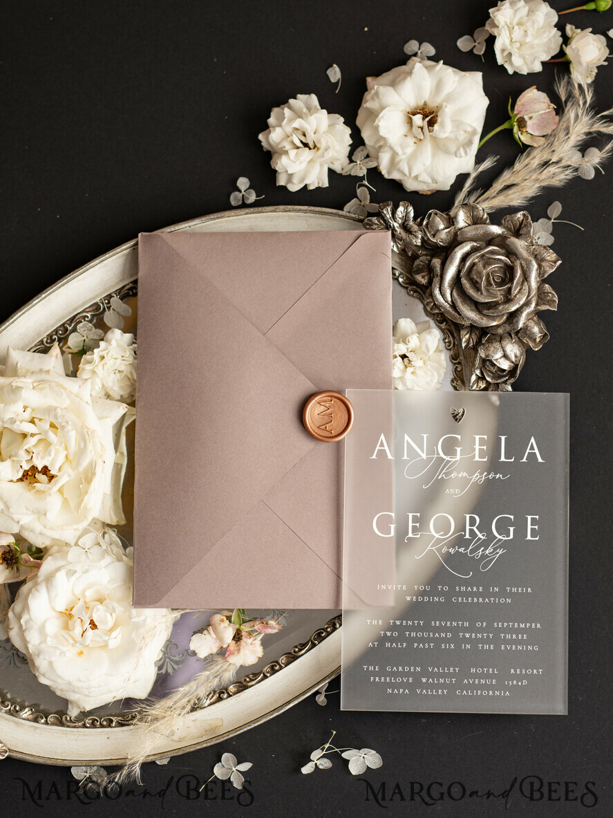 WEDDING INVITATIONS gold / rose gold / silver / glitter Luxury Golden Shine Wedding Invitations, Romantic Cappuccino Wedding Cards, Glamour Velvet Wedding Invites, Modern Gold Foil Wedding Stationery