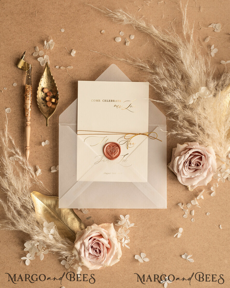 WEDDING INVITATIONS gold / rose gold / silver / glitter Luxury Bohemian Wedding Invitations, Customized Venue Sketch Wedding Cards, Elegant Nude Wedding Invitation Suite, Golden Shine Wedding Invites