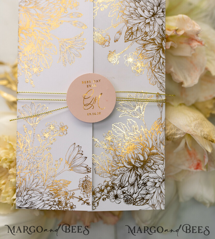 WEDDING INVITATIONS gold / rose gold / silver / glitter Luxury Arabic Golden Wedding Invitations, Glamour Gold Foil Wedding Invites, Romantic Blush Pink Wedding Cards, Bespoke Indian Wedding Stationery