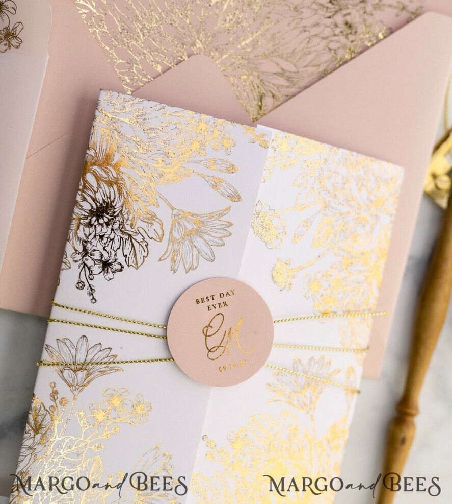 WEDDING INVITATIONS gold / rose gold / silver / glitter Luxury Arabic Golden Wedding Invitations, Glamour Gold Foil Wedding Invites, Romantic Blush Pink Wedding Cards, Bespoke Indian Wedding Stationery