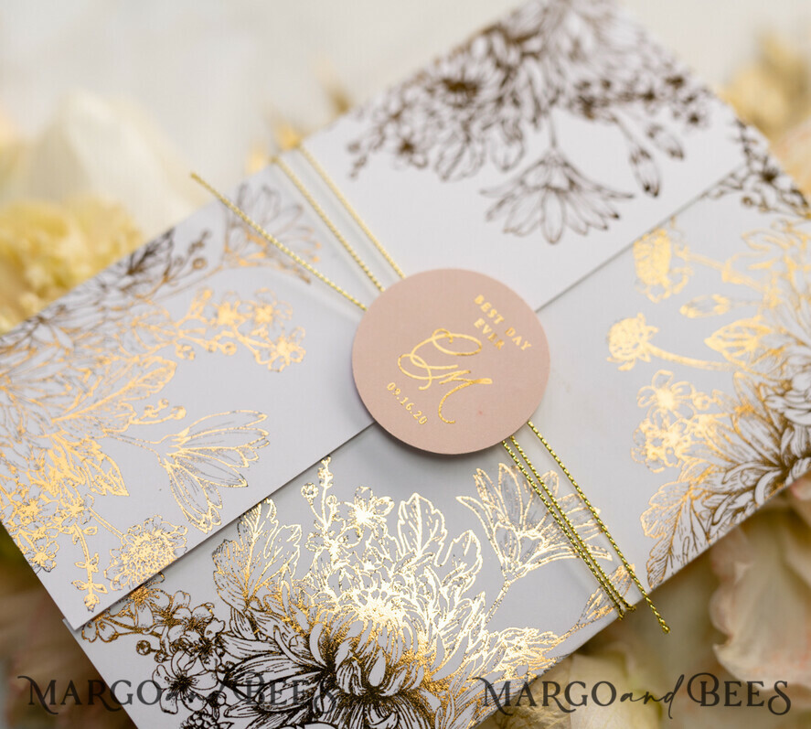 WEDDING INVITATIONS gold / rose gold / silver / glitter Luxury Arabic Golden Wedding Invitations, Glamour Gold Foil Wedding Invites, Romantic Blush Pink Wedding Cards, Bespoke Indian Wedding Stationery