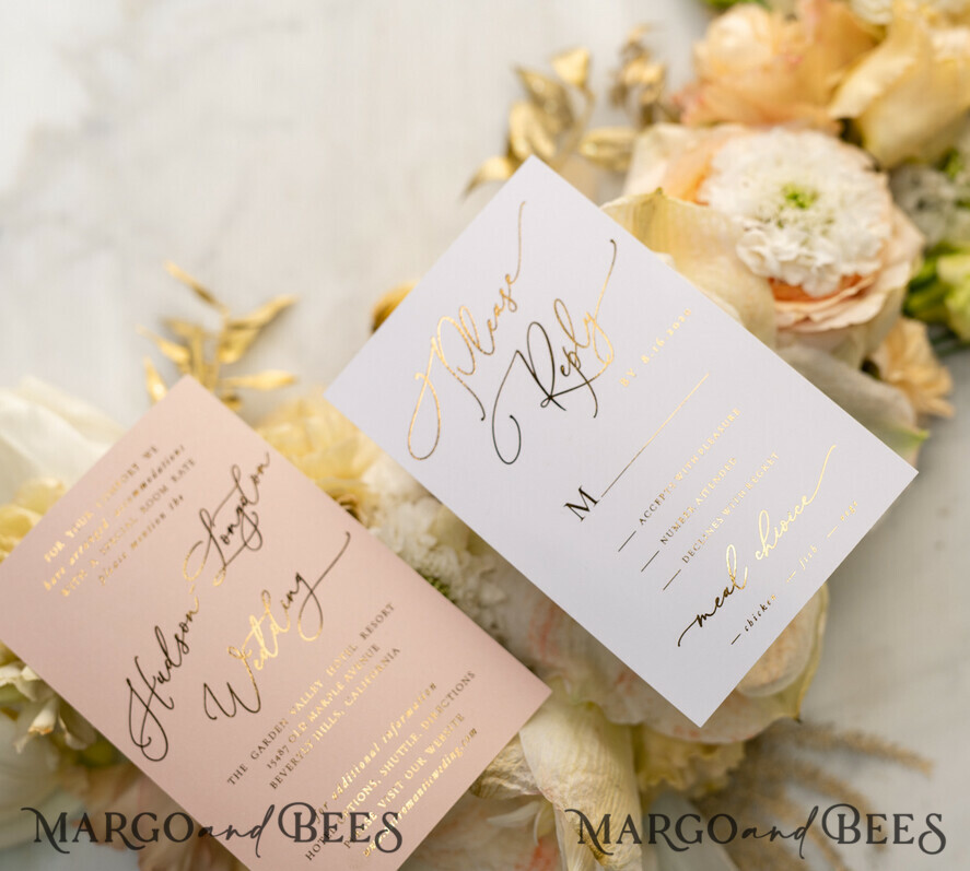 WEDDING INVITATIONS gold / rose gold / silver / glitter Luxury Arabic Golden Wedding Invitations, Glamour Gold Foil Wedding Invites, Romantic Blush Pink Wedding Cards, Bespoke Indian Wedding Stationery