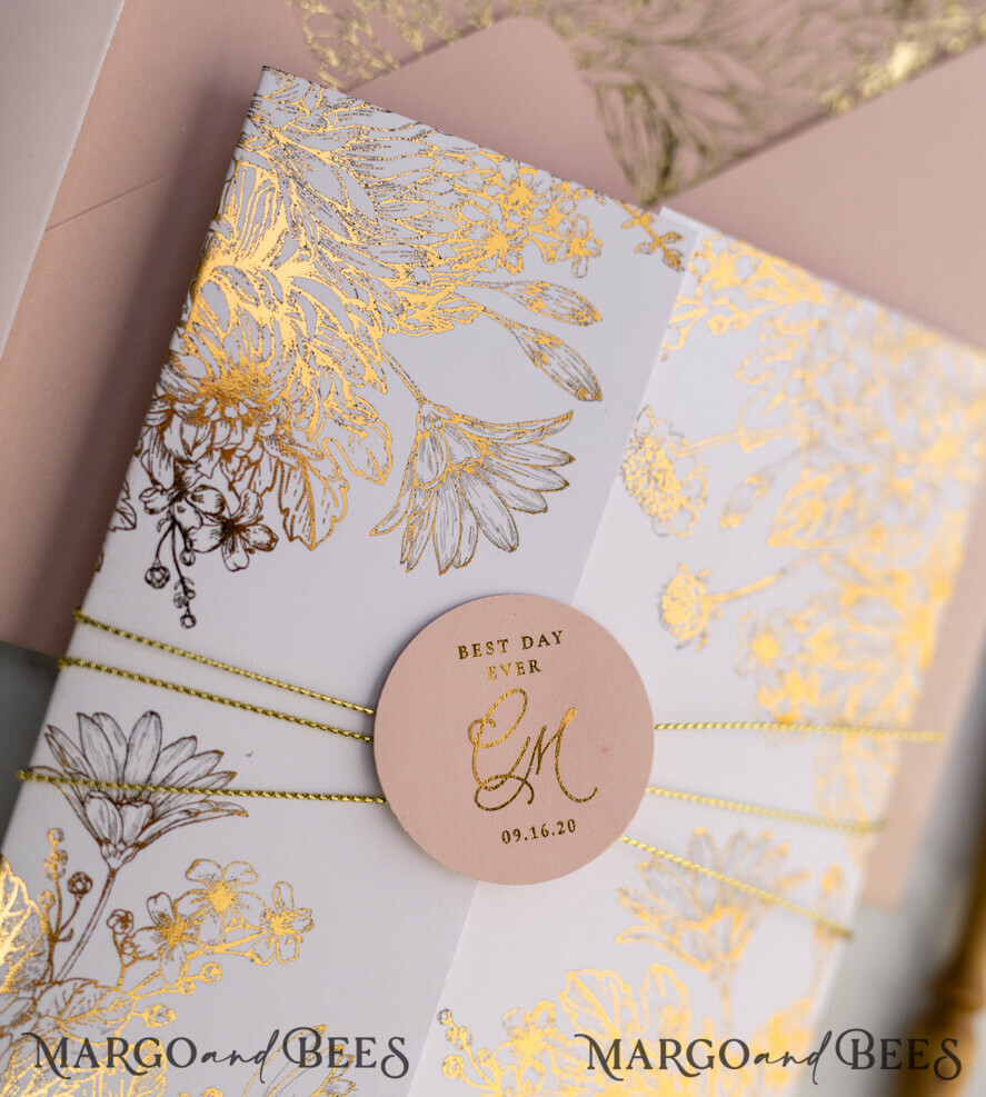 WEDDING INVITATIONS gold / rose gold / silver / glitter Luxury Arabic Golden Wedding Invitations, Glamour Gold Foil Wedding Invites, Romantic Blush Pink Wedding Cards, Bespoke Indian Wedding Stationery