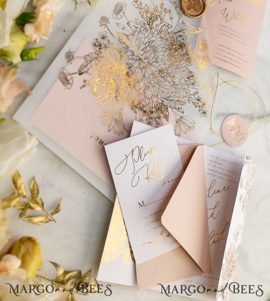 WEDDING INVITATIONS gold / rose gold / silver / glitter Luxury Arabic Golden Wedding Invitations, Glamour Gold Foil Wedding Invites, Romantic Blush Pink Wedding Cards, Bespoke Indian Wedding Stationery