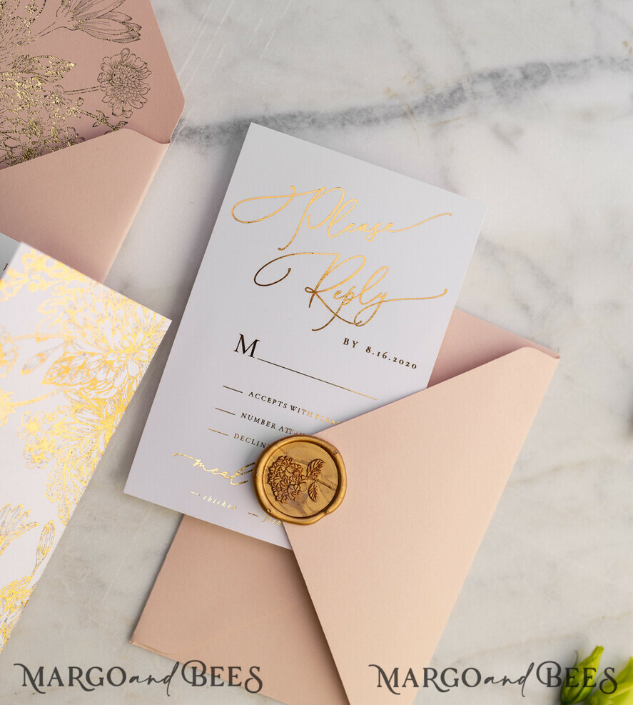 WEDDING INVITATIONS gold / rose gold / silver / glitter Luxury Arabic Golden Wedding Invitations, Glamour Gold Foil Wedding Invites, Romantic Blush Pink Wedding Cards, Bespoke Indian Wedding Stationery
