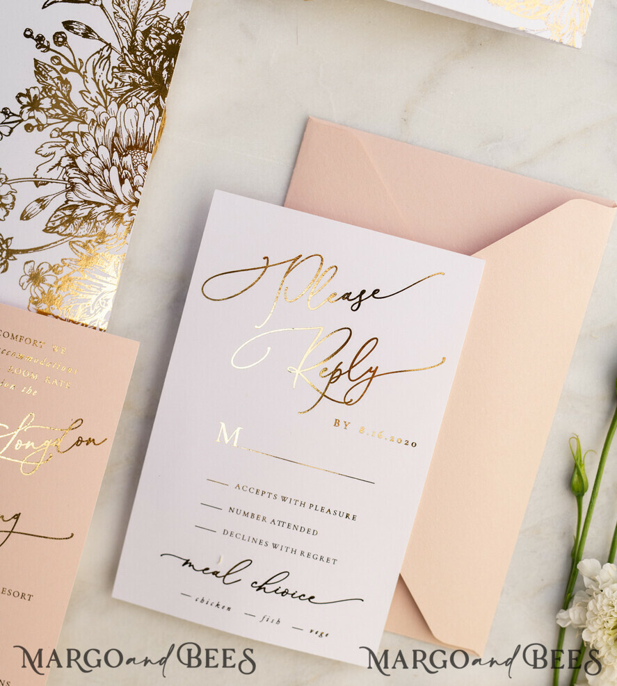 WEDDING INVITATIONS gold / rose gold / silver / glitter Luxury Arabic Golden Wedding Invitations, Glamour Gold Foil Wedding Invites, Romantic Blush Pink Wedding Cards, Bespoke Indian Wedding Stationery