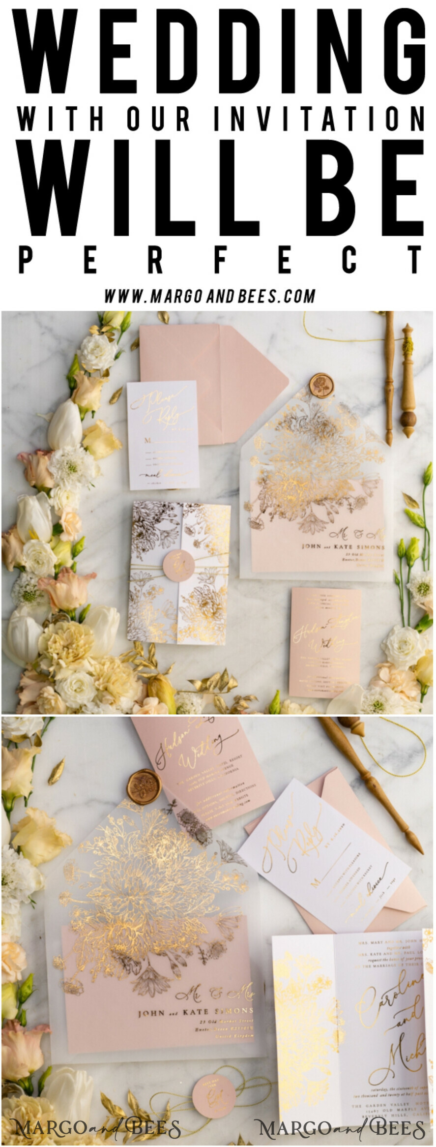 WEDDING INVITATIONS gold / rose gold / silver / glitter Luxury Arabic Golden Wedding Invitations, Glamour Gold Foil Wedding Invites, Romantic Blush Pink Wedding Cards, Bespoke Indian Wedding Stationery