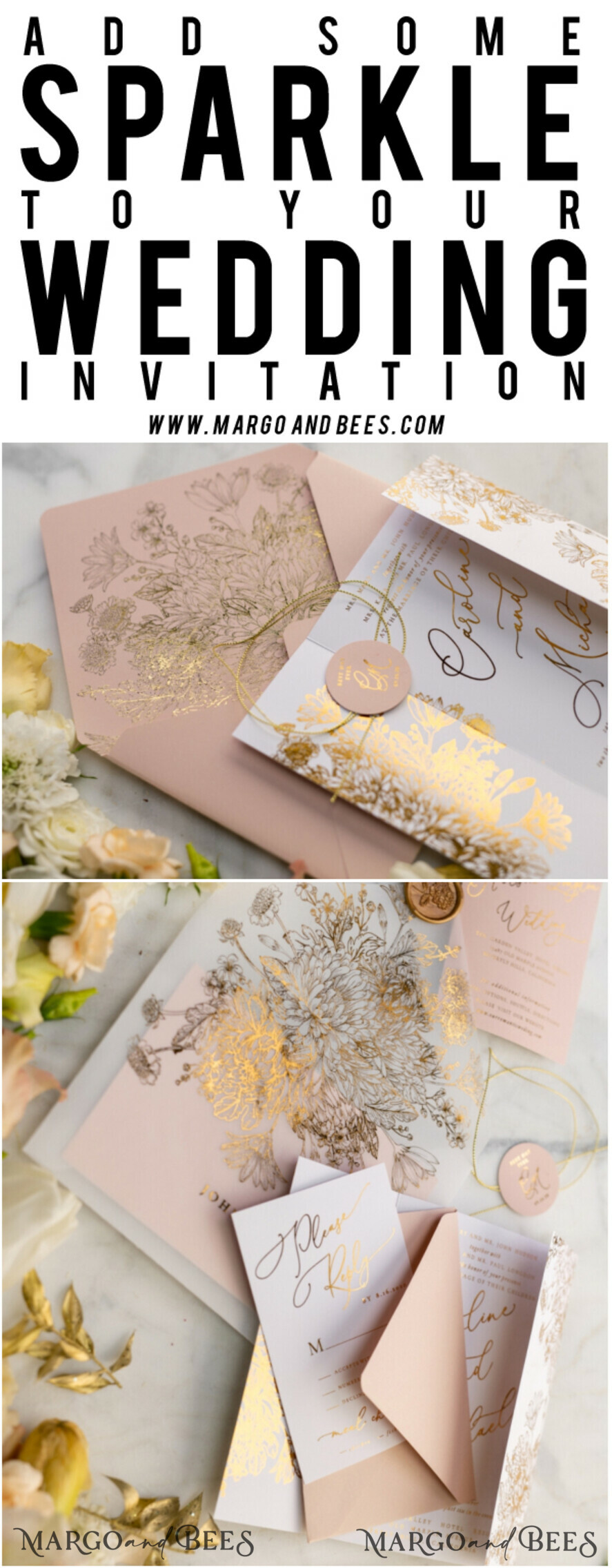 WEDDING INVITATIONS gold / rose gold / silver / glitter Luxury Arabic Golden Wedding Invitations, Glamour Gold Foil Wedding Invites, Romantic Blush Pink Wedding Cards, Bespoke Indian Wedding Stationery