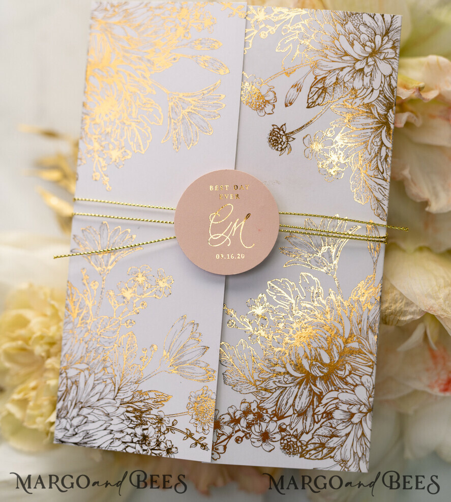 WEDDING INVITATIONS gold / rose gold / silver / glitter Luxury Arabic Golden Wedding Invitations, Glamour Gold Foil Wedding Invites, Romantic Blush Pink Wedding Cards, Bespoke Indian Wedding Stationery
