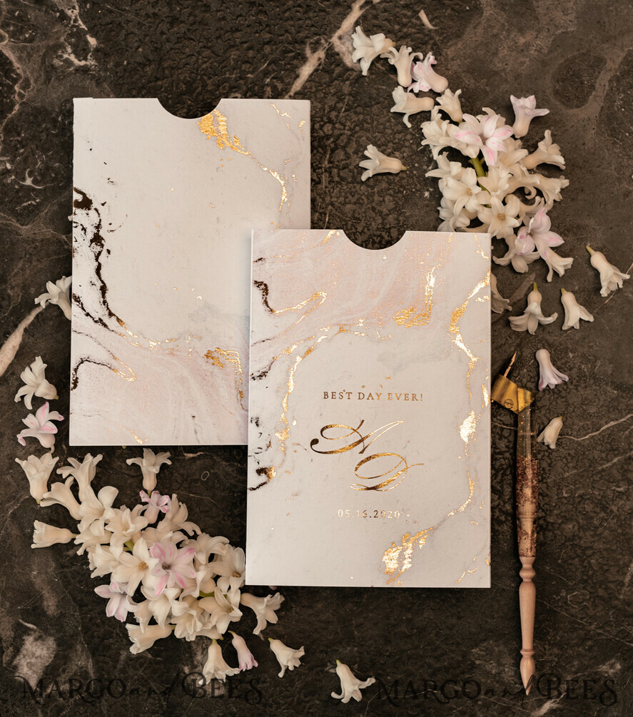 WEDDING INVITATIONS gold / rose gold / silver / glitter Luxury Gold Marble Wedding Invitations, Glamour Golden Shine Wedding Invites, Romantic Blush Pink Wedding Cards, Elegant Gold Foil Wedding Invitation Suite