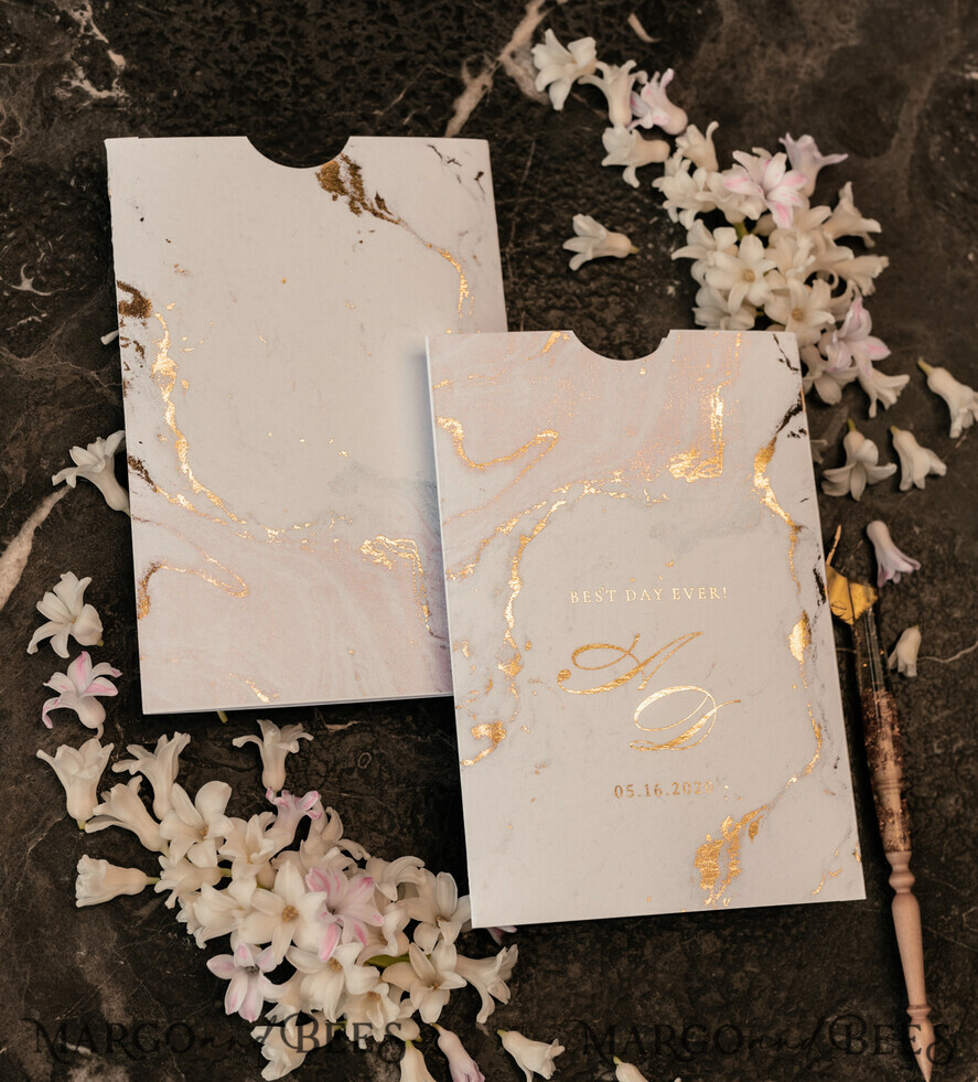 WEDDING INVITATIONS gold / rose gold / silver / glitter Luxury Gold Marble Wedding Invitations, Glamour Golden Shine Wedding Invites, Romantic Blush Pink Wedding Cards, Elegant Gold Foil Wedding Invitation Suite