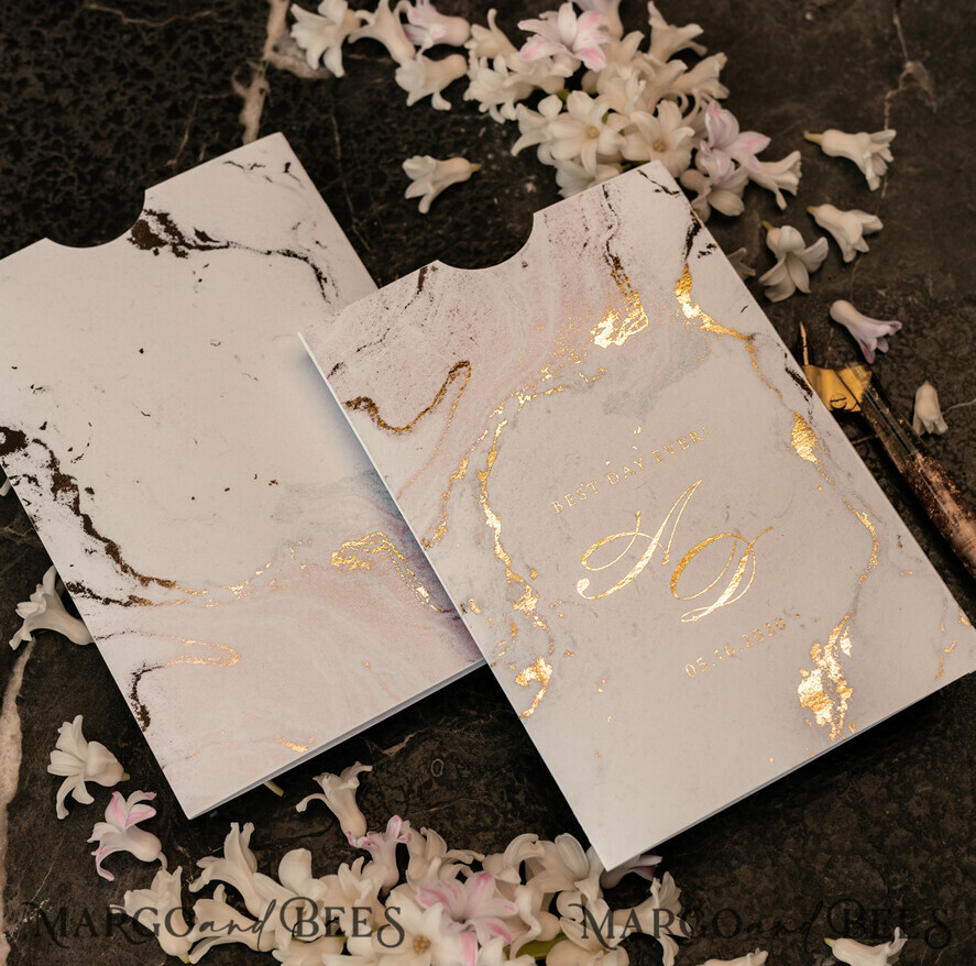 WEDDING INVITATIONS gold / rose gold / silver / glitter Luxury Gold Marble Wedding Invitations, Glamour Golden Shine Wedding Invites, Romantic Blush Pink Wedding Cards, Elegant Gold Foil Wedding Invitation Suite