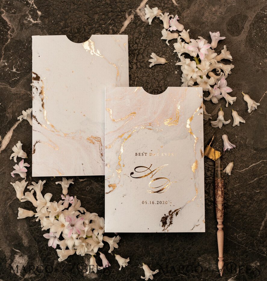 WEDDING INVITATIONS gold / rose gold / silver / glitter Luxury Gold Marble Wedding Invitations, Glamour Golden Shine Wedding Invites, Romantic Blush Pink Wedding Cards, Elegant Gold Foil Wedding Invitation Suite