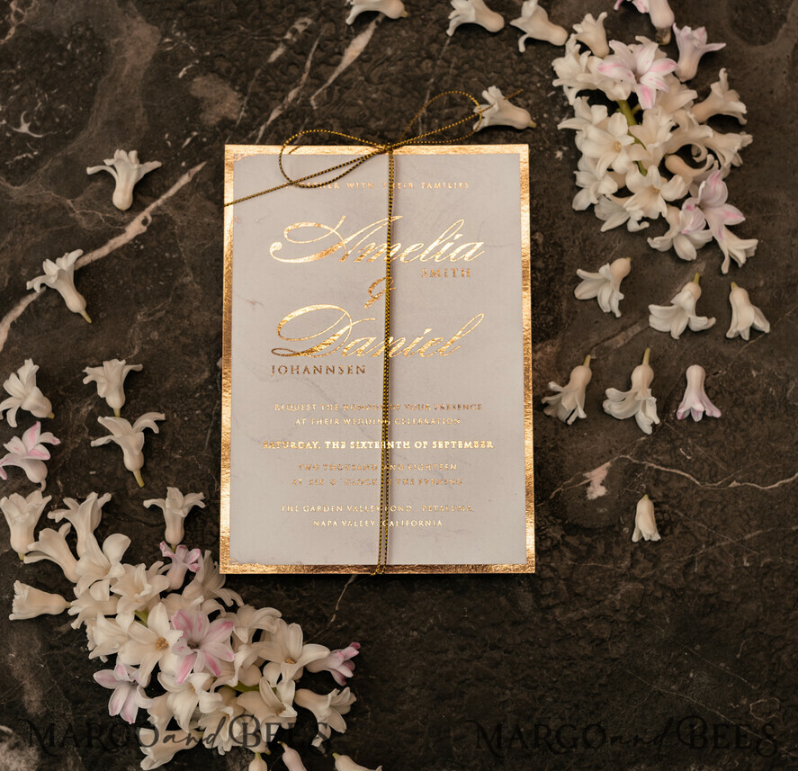 WEDDING INVITATIONS gold / rose gold / silver / glitter Luxury Gold Marble Wedding Invitations, Glamour Golden Shine Wedding Invites, Romantic Blush Pink Wedding Cards, Elegant Gold Foil Wedding Invitation Suite