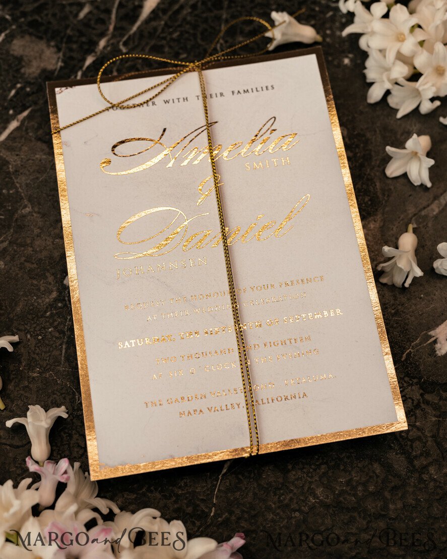 WEDDING INVITATIONS gold / rose gold / silver / glitter Luxury Gold Marble Wedding Invitations, Glamour Golden Shine Wedding Invites, Romantic Blush Pink Wedding Cards, Elegant Gold Foil Wedding Invitation Suite