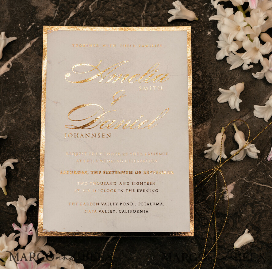WEDDING INVITATIONS gold / rose gold / silver / glitter Luxury Gold Marble Wedding Invitations, Glamour Golden Shine Wedding Invites, Romantic Blush Pink Wedding Cards, Elegant Gold Foil Wedding Invitation Suite