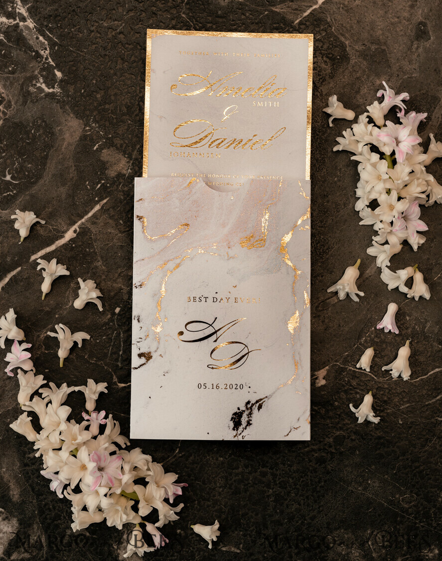WEDDING INVITATIONS gold / rose gold / silver / glitter Luxury Gold Marble Wedding Invitations, Glamour Golden Shine Wedding Invites, Romantic Blush Pink Wedding Cards, Elegant Gold Foil Wedding Invitation Suite