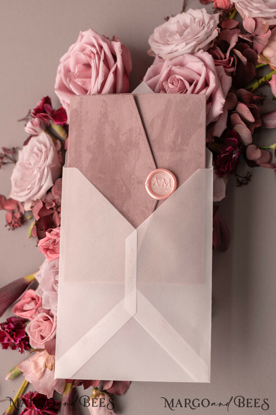 WEDDING INVITATIONS gold / rose gold / silver / glitter Luxury Wedding Velvet Invitation Suite, Glamour Rose Gold Wedding Invite, Blush Velvet wedding Cards