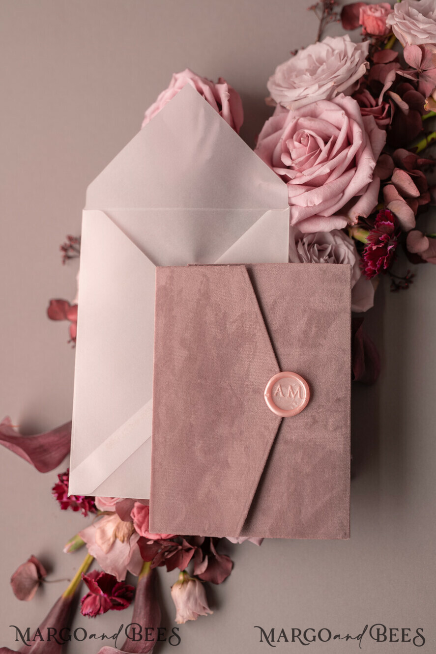 WEDDING INVITATIONS gold / rose gold / silver / glitter Luxury Wedding Velvet Invitation Suite, Glamour Rose Gold Wedding Invite, Blush Velvet wedding Cards