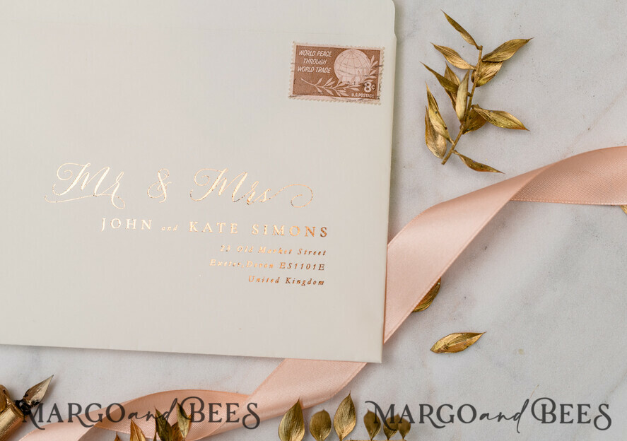 WEDDING INVITATIONS gold / rose gold / silver / glitter Wedding invitations handmade sketch with your venue