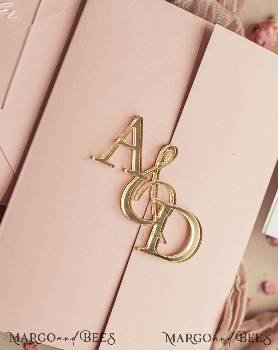 WEDDING INVITATIONS gold / rose gold / silver / glitter Luxury Mirror gold Wedding Invitations, Elegant Blush Pink Wedding Cards, Glamour Acrylic Wedding Invites, Clear Plexi Wedding Invitation Suite