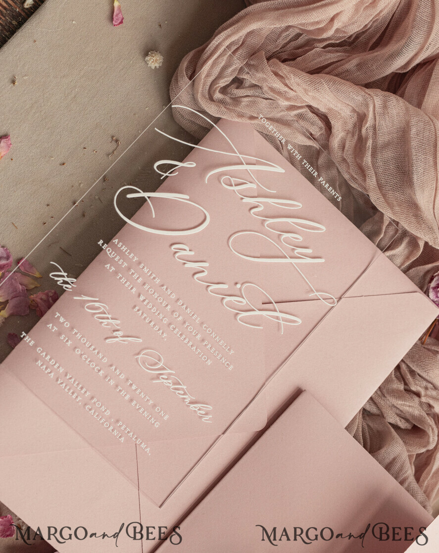 WEDDING INVITATIONS gold / rose gold / silver / glitter Luxury Mirror gold Wedding Invitations, Elegant Blush Pink Wedding Cards, Glamour Acrylic Wedding Invites, Clear Plexi Wedding Invitation Suite