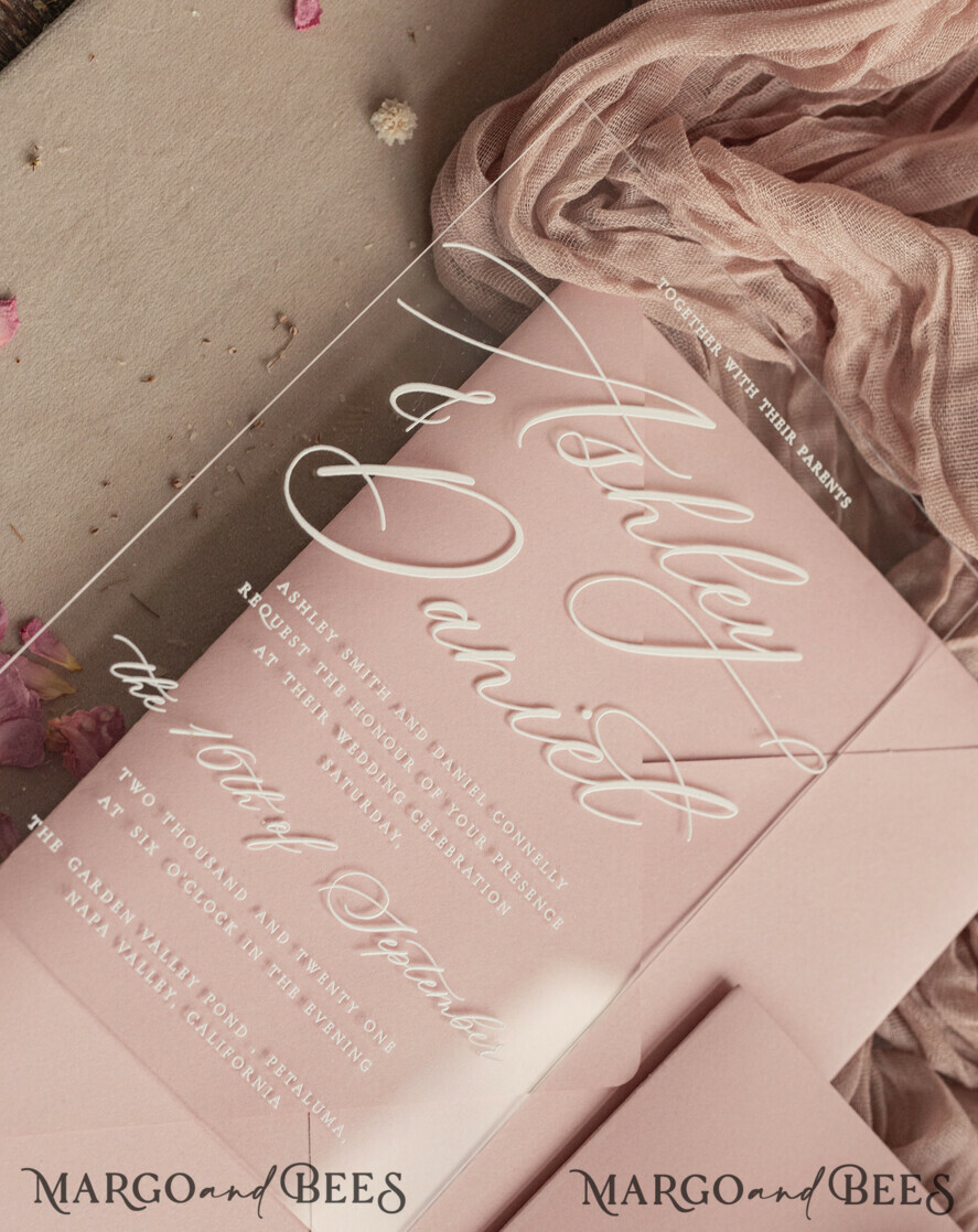 WEDDING INVITATIONS gold / rose gold / silver / glitter Luxury Mirror gold Wedding Invitations, Elegant Blush Pink Wedding Cards, Glamour Acrylic Wedding Invites, Clear Plexi Wedding Invitation Suite