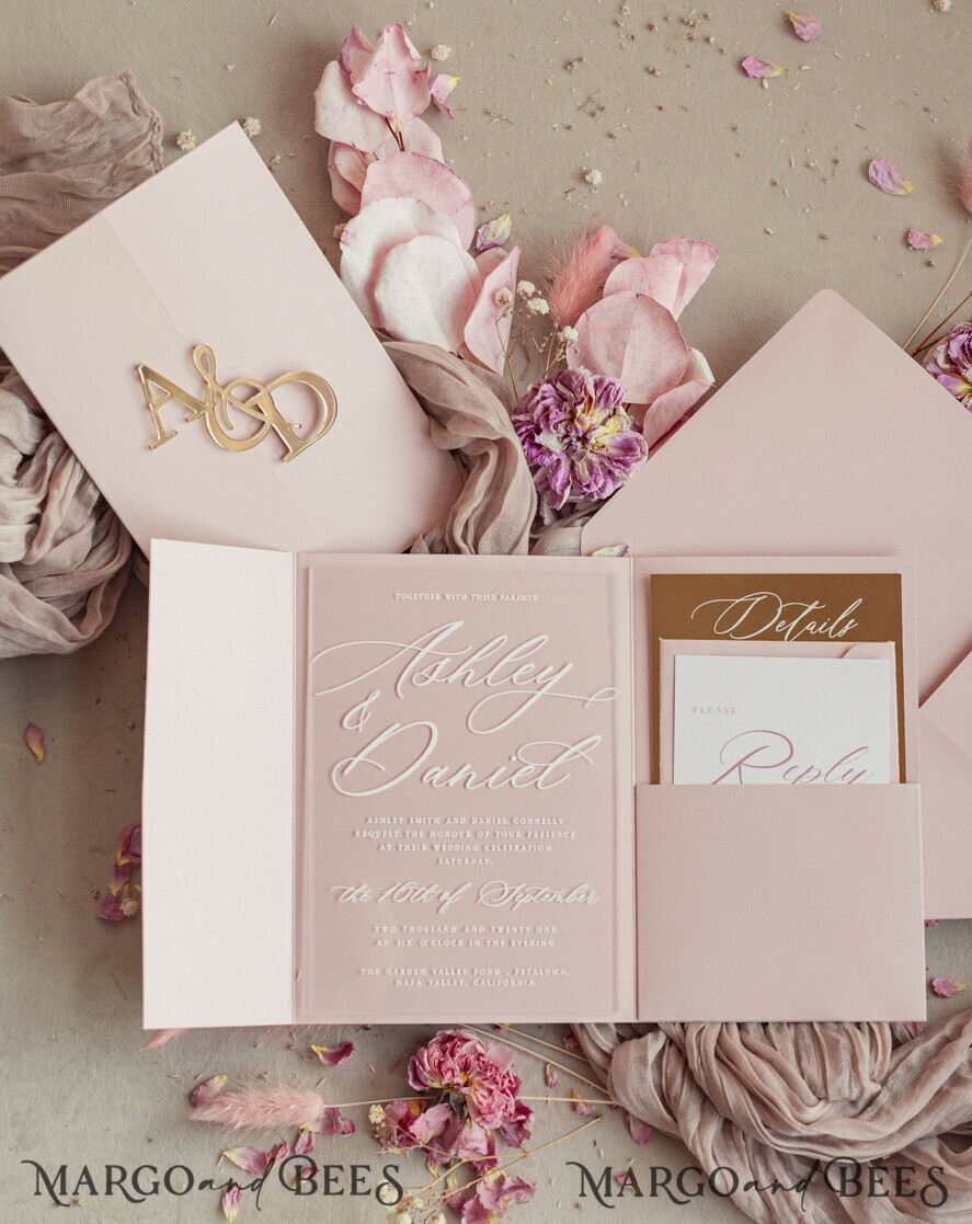 WEDDING INVITATIONS gold / rose gold / silver / glitter Luxury Mirror gold Wedding Invitations, Elegant Blush Pink Wedding Cards, Glamour Acrylic Wedding Invites, Clear Plexi Wedding Invitation Suite