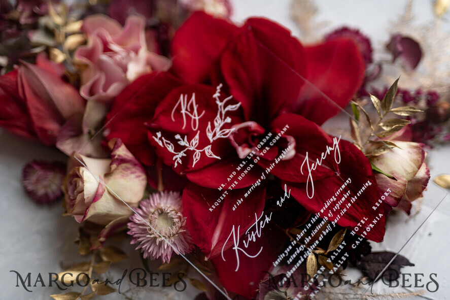 WEDDING INVITATIONS gold / rose gold / silver / glitter Luxury Golden Arabic Wedding Invitations, Elegant Plexi Acrylic Wedding Invites, Bespoke Burgundy Indian Wedding Cards, Glamour Golden Shine Wedding Stationery
