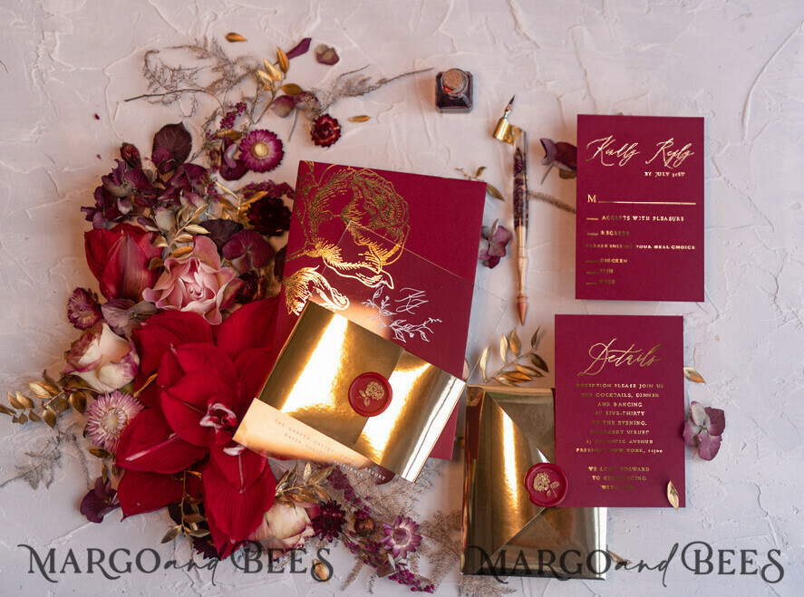 WEDDING INVITATIONS gold / rose gold / silver / glitter Luxury Golden Arabic Wedding Invitations, Elegant Plexi Acrylic Wedding Invites, Bespoke Burgundy Indian Wedding Cards, Glamour Golden Shine Wedding Stationery