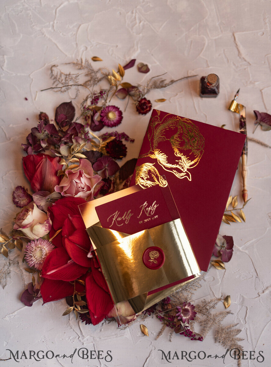 WEDDING INVITATIONS gold / rose gold / silver / glitter Luxury Golden Arabic Wedding Invitations, Elegant Plexi Acrylic Wedding Invites, Bespoke Burgundy Indian Wedding Cards, Glamour Golden Shine Wedding Stationery