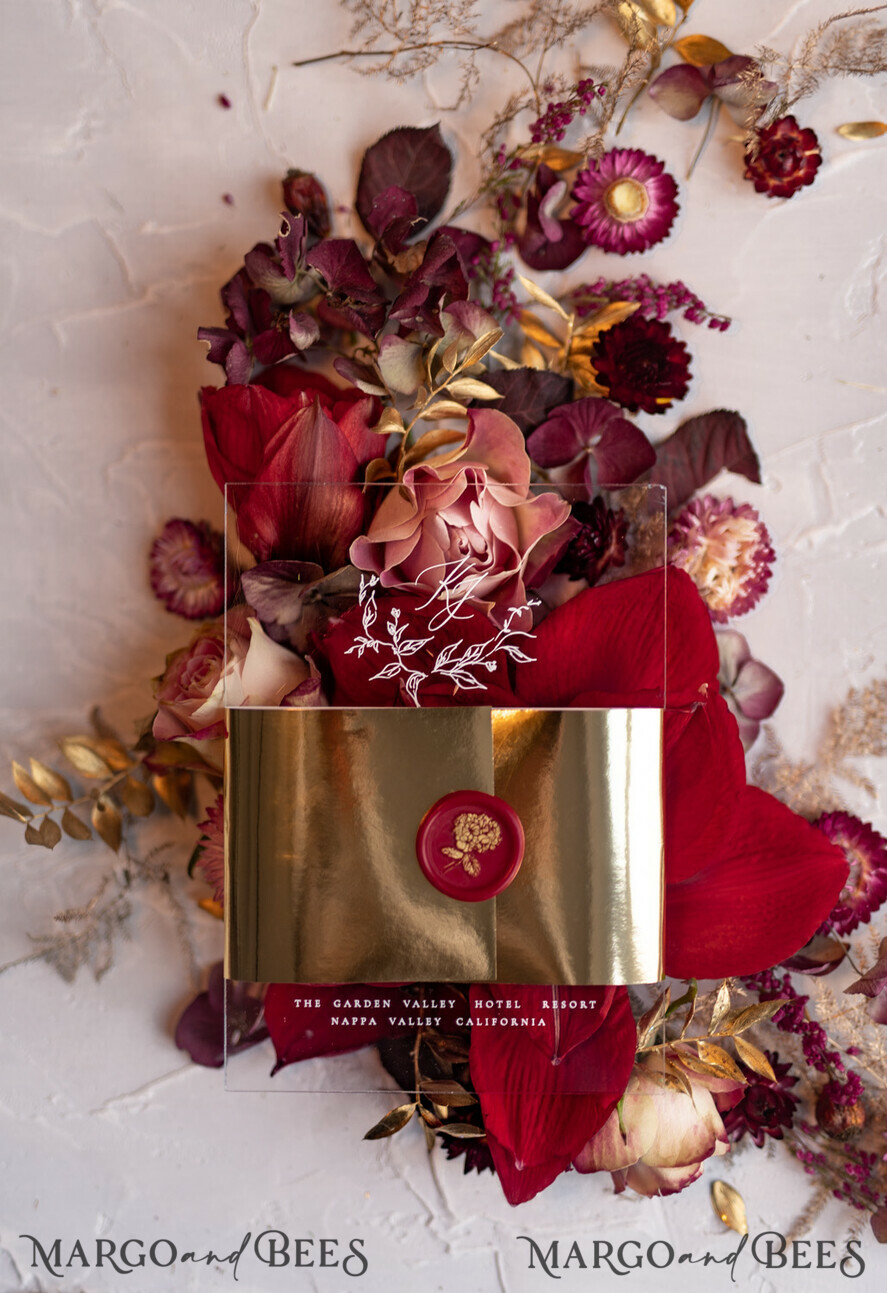 WEDDING INVITATIONS gold / rose gold / silver / glitter Luxury Golden Arabic Wedding Invitations, Elegant Plexi Acrylic Wedding Invites, Bespoke Burgundy Indian Wedding Cards, Glamour Golden Shine Wedding Stationery
