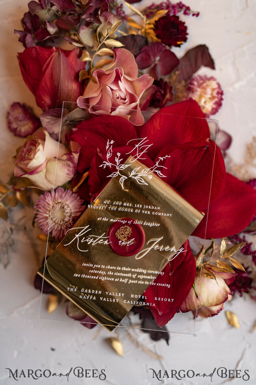 WEDDING INVITATIONS gold / rose gold / silver / glitter Luxury Golden Arabic Wedding Invitations, Elegant Plexi Acrylic Wedding Invites, Bespoke Burgundy Indian Wedding Cards, Glamour Golden Shine Wedding Stationery