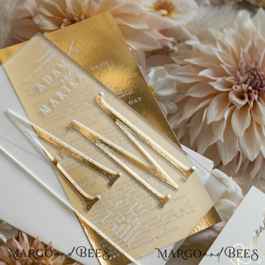WEDDING INVITATIONS gold / rose gold / silver / glitter Acrylic Frozen Wedding invitation suite, Boho Glam Wedding Invitations, Golden Shine Wedding Invitates, Elegant Gold Wedding Cards