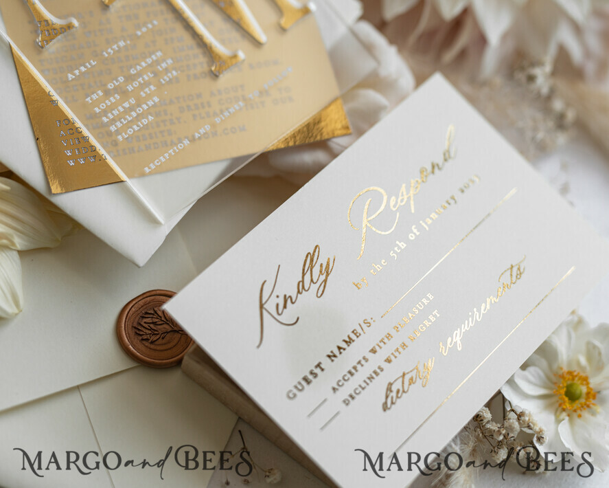 WEDDING INVITATIONS gold / rose gold / silver / glitter Acrylic Frozen Wedding invitation suite, Boho Glam Wedding Invitations, Golden Shine Wedding Invitates, Elegant Gold Wedding Cards