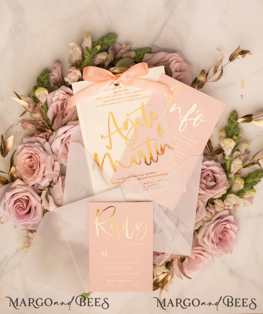 WEDDING INVITATIONS gold / rose gold / silver / glitter Elegant wedding invitations, blush pink wedding invitations, ecru wedding invitations, vellum envelope, vellum wedding invitations, tracing paper, pink ribbon, pink bow, gold foil print out, gold foil, gold wedding invitations, gold wedding, blush pink wedding, gold stationery, gold accessories, gold wedding stationery, gold wedding accessories, luxurious wedding, luxury wedding invitations, romantic wedding invites