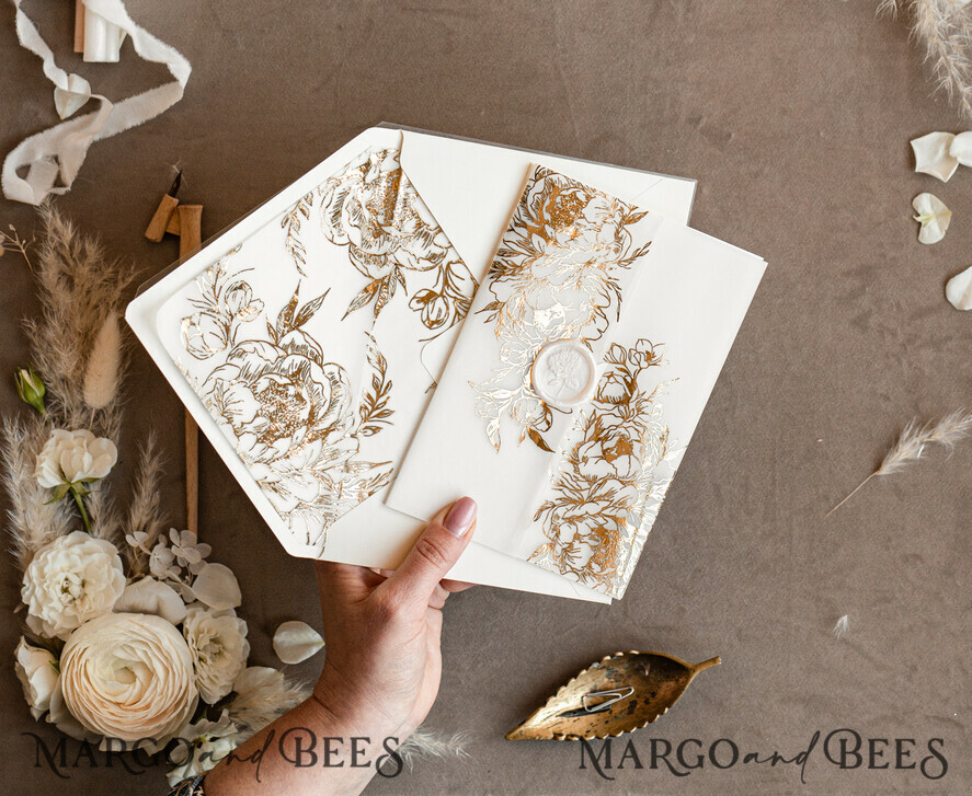 WEDDING INVITATIONS gold / rose gold / silver / glitter Acrylic Wedding invitations suite, Glamour Wedding Invitations, Golden Shine Wedding Invitation Suite, Luxury Gold Wedding Cards