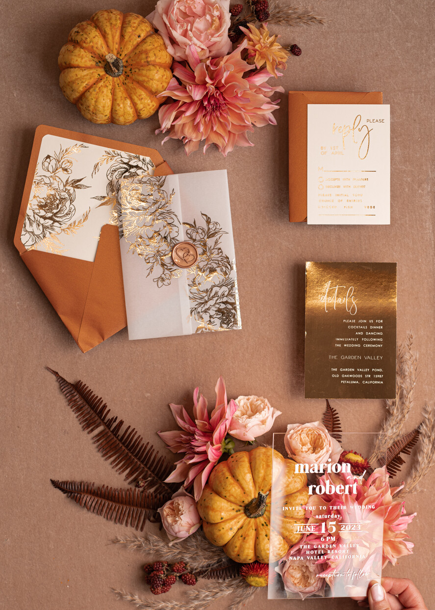 WEDDING INVITATIONS gold / rose gold / silver / glitter Acrylic Wedding invitation suite, Boho Glam Wedding Invitations, Golden Shine Wedding Invitates, Elegant Gold Wedding Cards