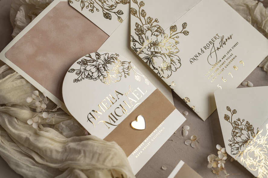 WEDDING INVITATIONS gold / rose gold / silver / glitter Arch Gold Ivory Gold wedding invitation suite, Ecru Floral Wedding Invites, Glamour Wedding Invitations, Elegant Wedding Set