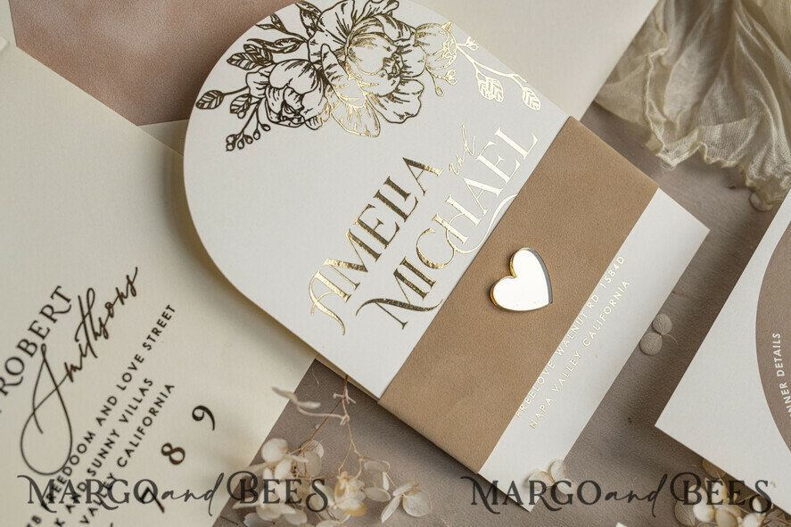 WEDDING INVITATIONS gold / rose gold / silver / glitter Arch Gold Ivory Gold wedding invitation suite, Ecru Floral Wedding Invites, Glamour Wedding Invitations, Elegant Wedding Set