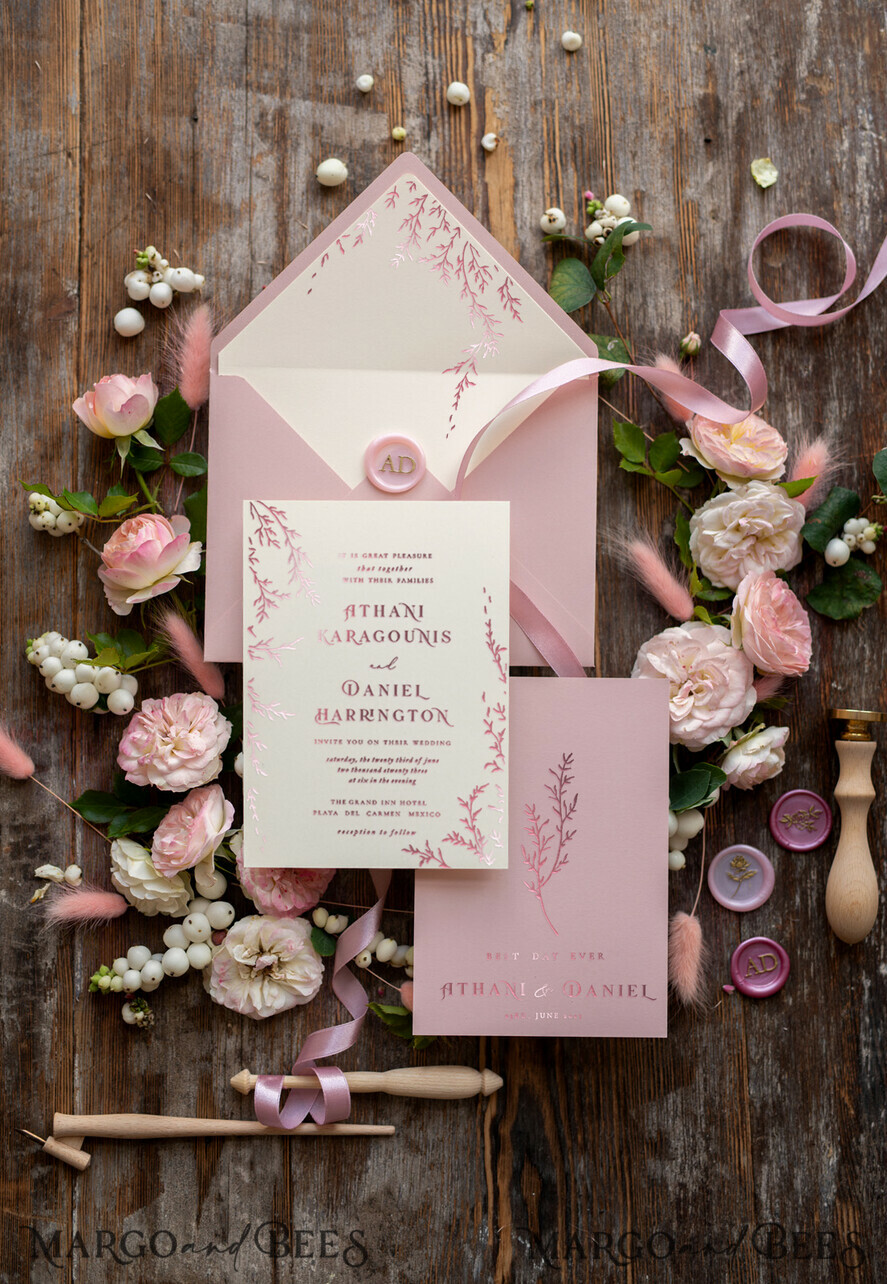WEDDING INVITATIONS gold / rose gold / silver / glitter Glamour Rose Gold Wedding Invitations, Luxury Blush Pink Wedding Invitation Suite, Romantic Floral Wedding Cards, Minimalistic Wedding Invites