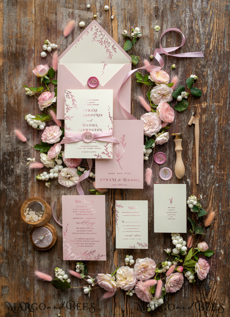 WEDDING INVITATIONS gold / rose gold / silver / glitter Glamour Rose Gold Wedding Invitations, Luxury Blush Pink Wedding Invitation Suite, Romantic Floral Wedding Cards, Minimalistic Wedding Invites