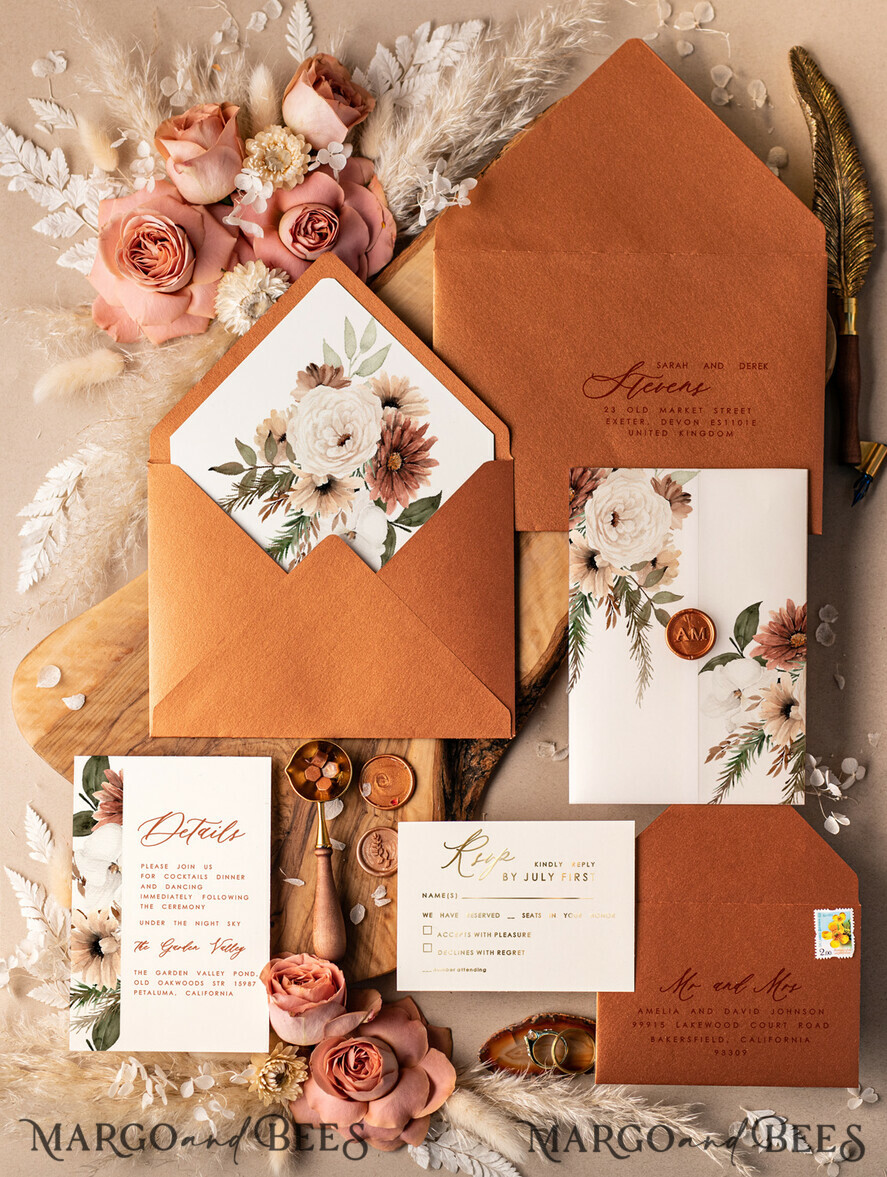 HOCHZEITS EINLADUNGEN Gold / Roségold / Silber / Glitzer Drucken Sie Hochzeitseinladungen, Glamour-Hochzeitseinladungen • Romantisches Hochzeitseinladungs-Set • Einladungskarten in Roségold