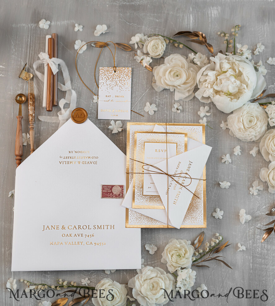 WEDDING INVITATIONS gold / rose gold / silver / glitter Luxury Gold Arabic Wedding Invitations, Glamour Golden Shine Wedding Invites, Elegant Indian Wedding Cards, Glitter Wedding Stationery