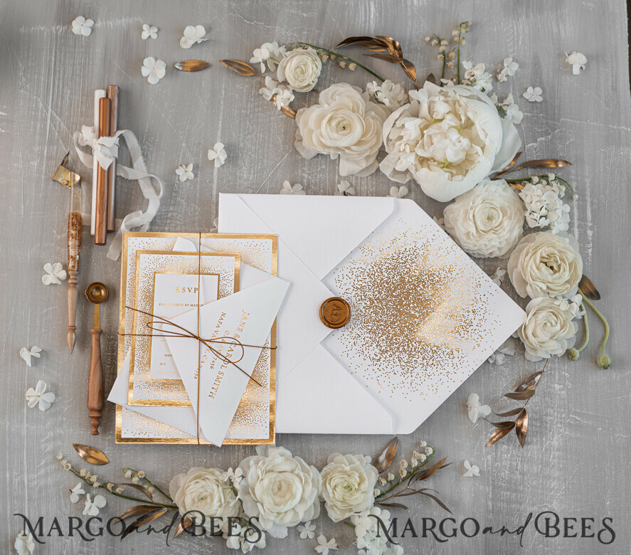 WEDDING INVITATIONS gold / rose gold / silver / glitter Luxury Gold Arabic Wedding Invitations, Glamour Golden Shine Wedding Invites, Elegant Indian Wedding Cards, Glitter Wedding Stationery