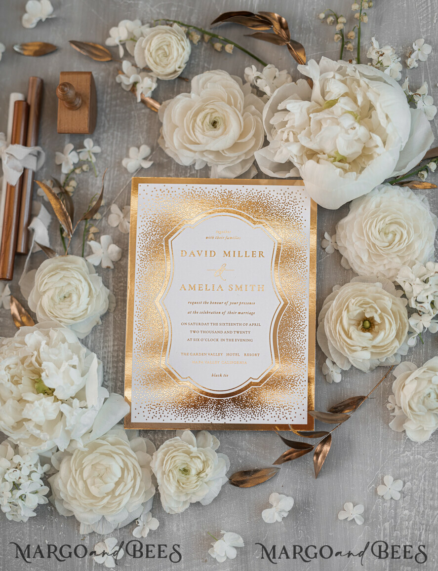 WEDDING INVITATIONS gold / rose gold / silver / glitter Luxury Gold Arabic Wedding Invitations, Glamour Golden Shine Wedding Invites, Elegant Indian Wedding Cards, Glitter Wedding Stationery